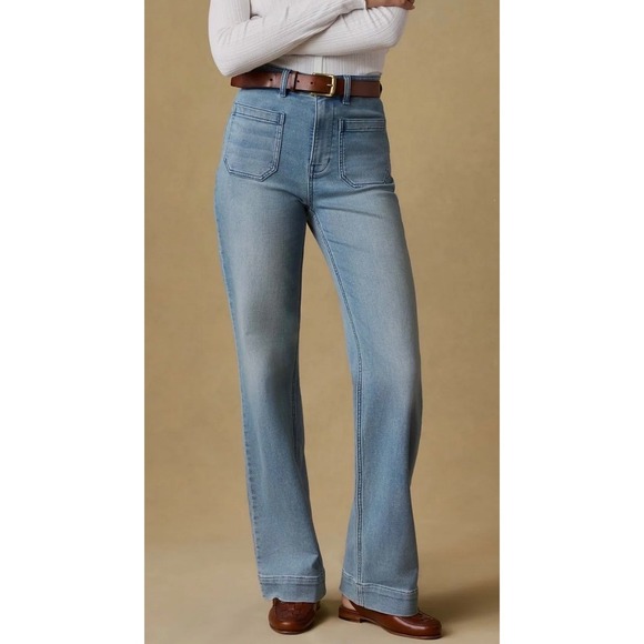 Faherty Denim - Faherty Stretch Terry Patch Pocket Pant Eastern Shore Wash Wide Leg Size 29